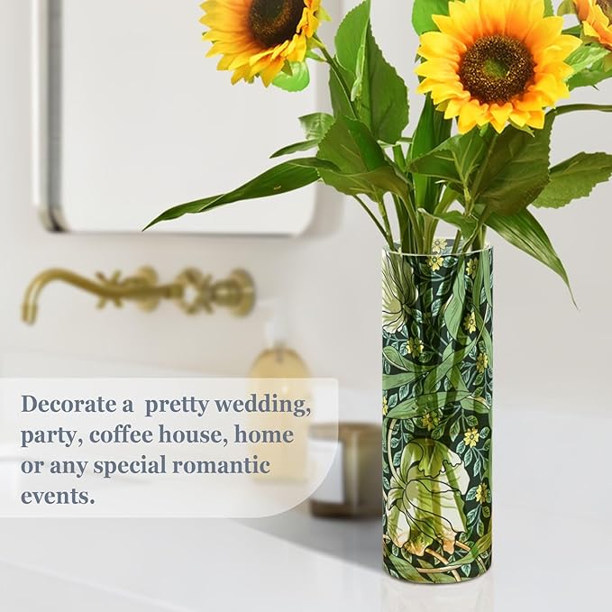 Vase Plastic Vase Elegant Cylinder Flower Vase Shatterproof Decorative Centerpiece for Home Table Office Weddings Events (11.8 x 3.9 in)