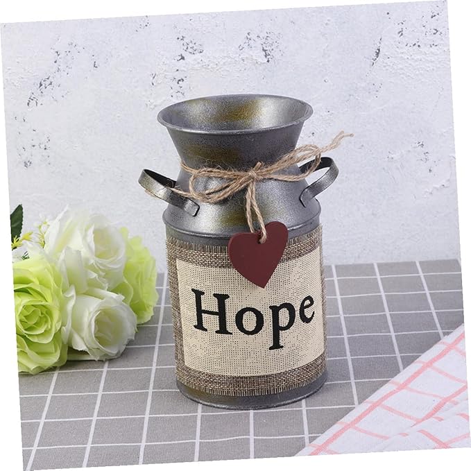 2pcs Vintage Style Flower Bucket Retro Iron Flower Container Decorative Empty Pot for Home Office Wedding Boho Style Decor