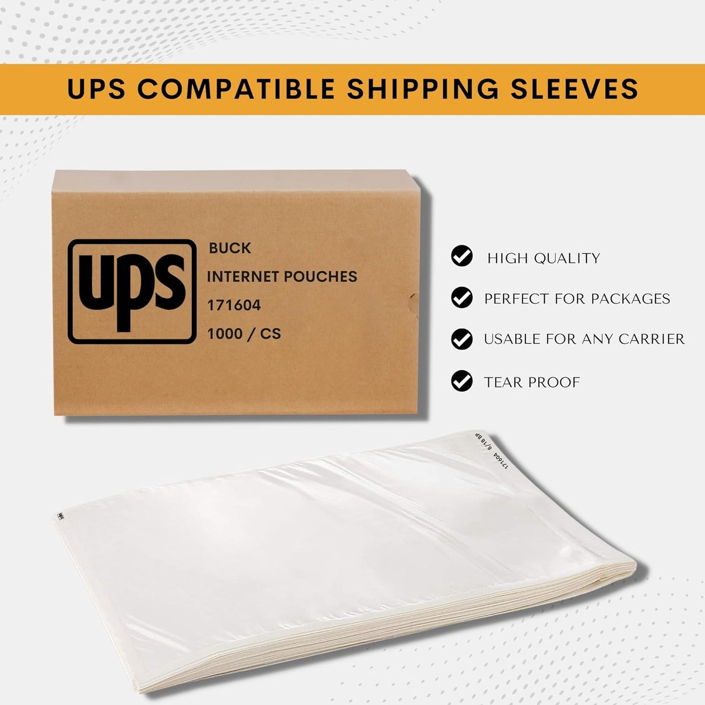 UPS 250 Pack Shipping Label Sleeves - Clear Self-Adhesive Waterproof Pouches for Packing Slips & Invoices