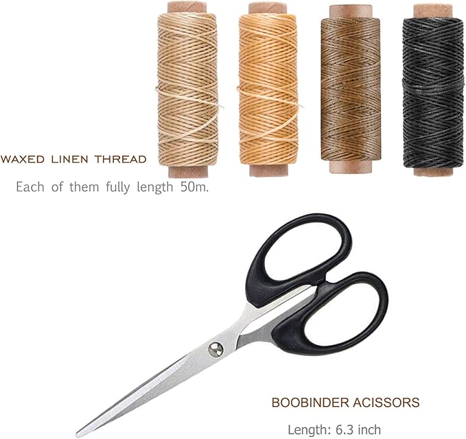 VENCINK Bookbinding Kits, Bookbinding Supplies Hand Book Binding Starter Tools Set with Genuine Bone Folders, Paper Awl, Large-Eye Needles, Waxed Thread, Binding Ribbon, Glue Brush, Steel Ruler