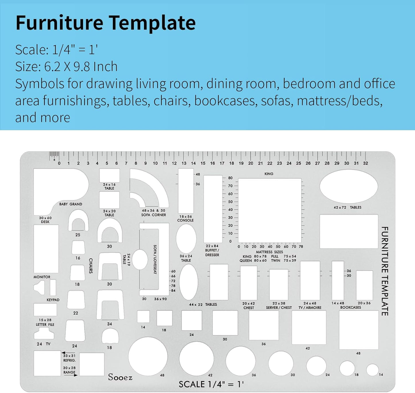 Sooez Architectural Templates - House Plan & Interior Design Drafting Tools | Set of 3