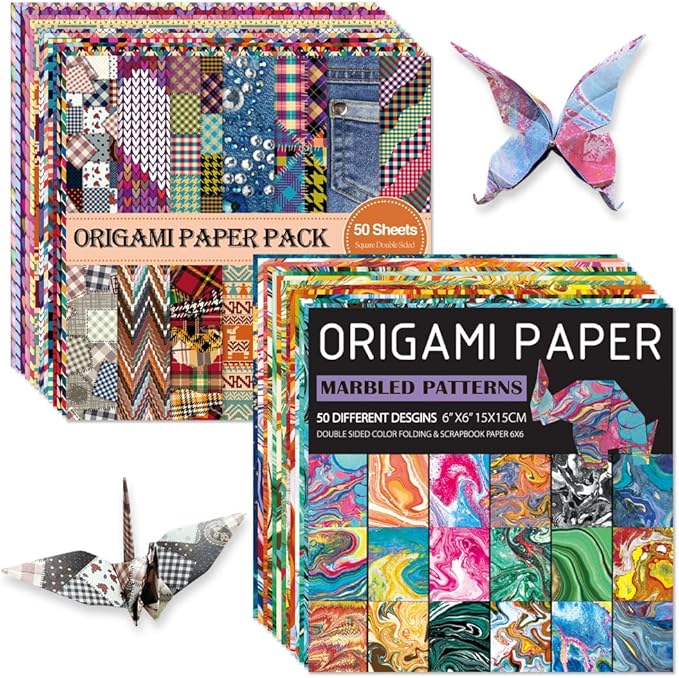 Origami Paper Kit Dobule Sided 100 Sheets 100 Colors 6 Inch Japanese Chiyo Square Easy Fold Arts Crafts DIY Handwork Origami Papers Cloth Rock Color