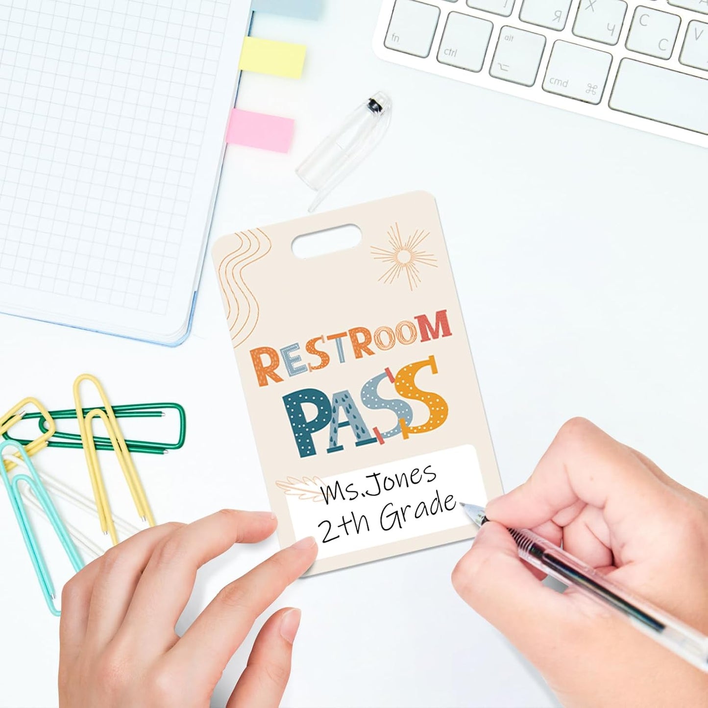 Skiennix Hall Passes - 6 PVC Lanyards for Classrooms | Ideal for School, Library & Office Use