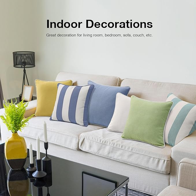 Unimatta Decorative Outdoor Water Repellent Throw Pillows with Inserts, Set of 4, 20" x20" Pillows for Patio, Backyard, Bed, Couch, and Patio Furniture, Linen