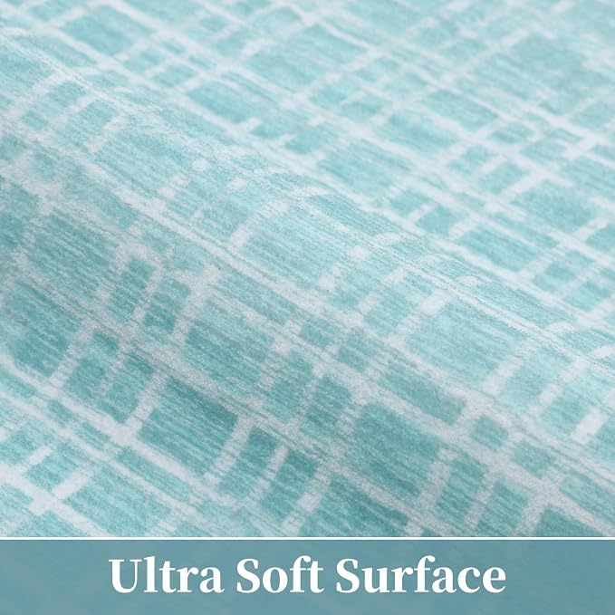 Washable Rug 5x7 Area Rug for Living Room Bedroom Rug Modern Contemporary Large Area Rug Non Slip Throw Rugs Soft Faux Wool Low Pile Stain Resistant Carpet for Dining Room 5'x7' Mint Green