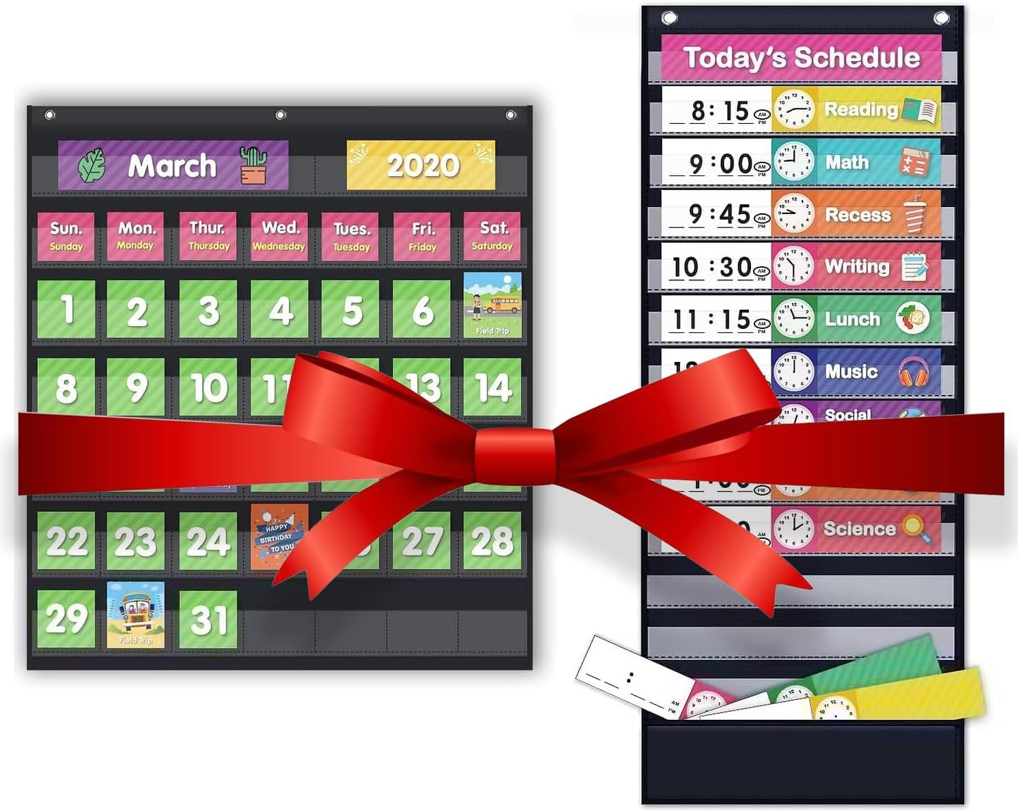 Skiennix Calendar Pocket Chart Set - Versatile Schedule Charts for Classroom Organization