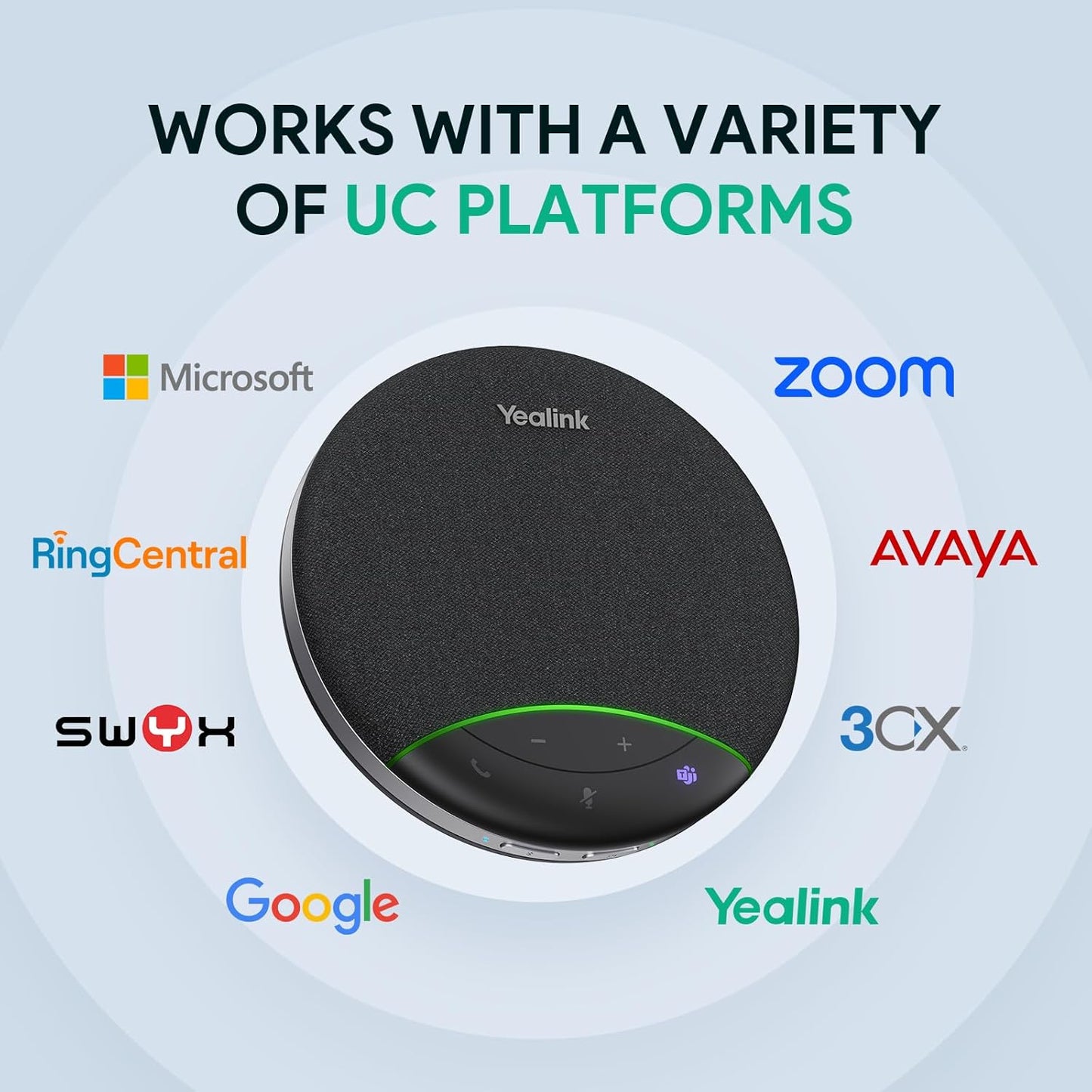 Yealink Sp92 Conference Speaker - Teams Certified Microphone with AI Noise Cancelling | 20H Call Time, USB & Bluetooth for Small Meeting Rooms
