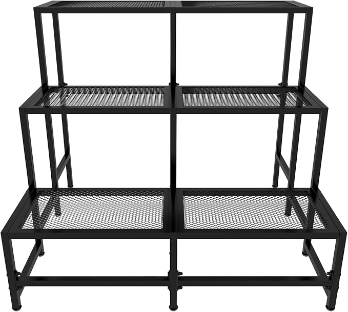 Garden 4 you 3 Tier Large Metal Plant Stand, Garden Display Shelf Flower Pot Holder Storage Organizer Rack for Indoor Home Outdoor Patio Balcony Yard( Black,Rectangle)