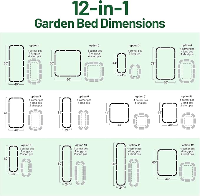 Olle Metal Raised Garden Bed Easy Quick Setup Metal Garden Bed 32" Tall, 12-in-1 for Growing Flowers Herbs DIY Gardening, Sage Green 32" Tall