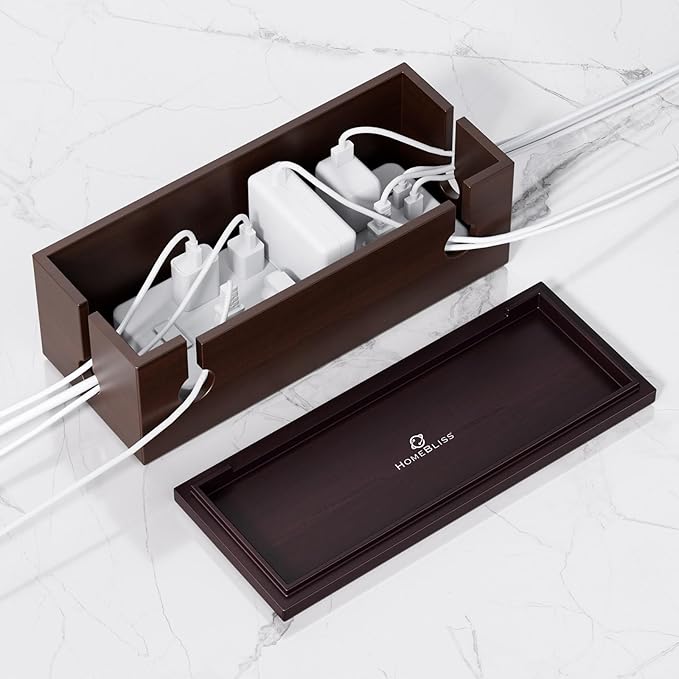 HomeBliss Large Cable Management Box - Stylish Wire Organizer, Wire Concealer and Wire Management Box - Wire Management Box Tall Design for Easy Access（NO Power Strips or Chargers）