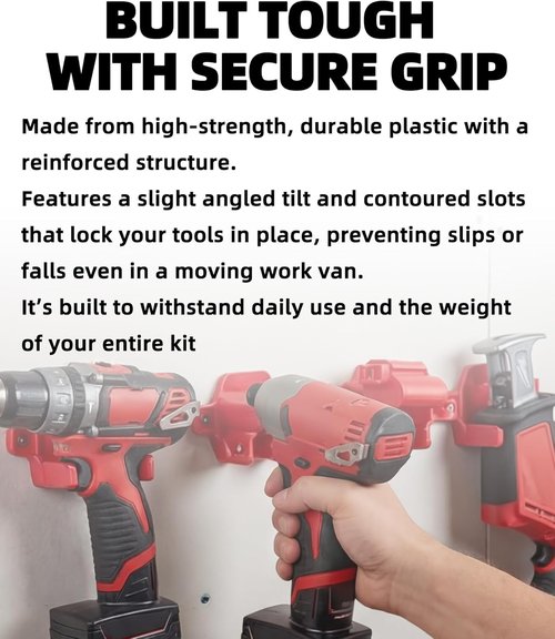 Milwaukee Tool Holders & Battery Wall Mount - All-in-One Organizer Kit for M12 Tools | Includes Screws