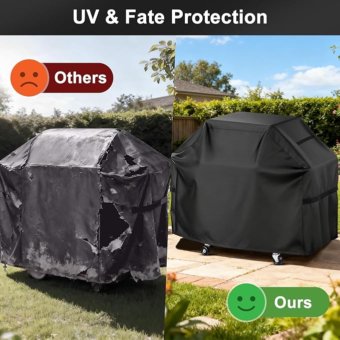 LBTING Grill Cover, 60-inch Heavy Duty 300D Oxford Waterproof Windproof UV Resistant BBQ Gas Grill Cover for Outdoor Barbecue Fit Most Brands Weber, Brinkmann, Char Broil, Holland