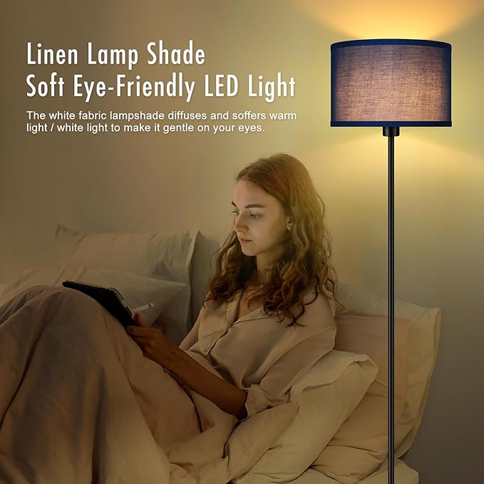 Blue Floor Lamps, Standing Lamp, Modern Floor Lamp with Blue Lamp Shades, Foot Switch, 59" Tall, Bright Pole Lamps for Living Room, Bedroom, Office, Nightstand, Kids' Gift, Blue Lamp (Without Bulb)