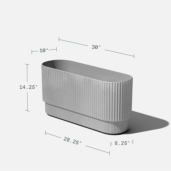 Veradek Demi Series Long Planter for Porch, Patio, Backyard | Durable Plastic-Stone Composite Material | Modern Décor for Shrubs, Flowers