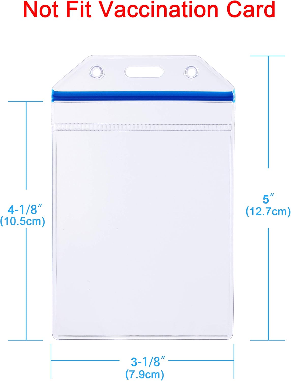 Wisdompro Vertical Extra Thick Clear ID Badge Holders - 10 Pack with Resealable Zip | Blue Zip (4-1/8" x 2-7/8")