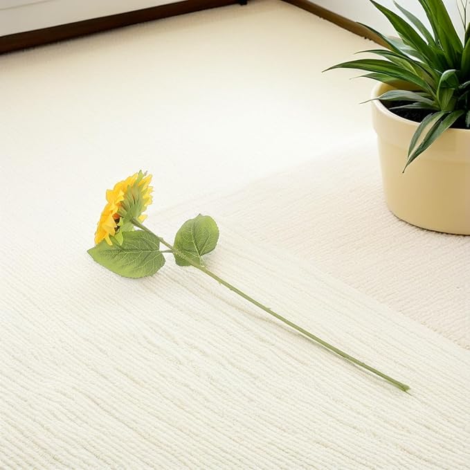 LOGOFUN 6PCS Realistic Sunflowers Artificial Flowers with Stems for Home Garden Decor Wedding Festival Party Arrangement