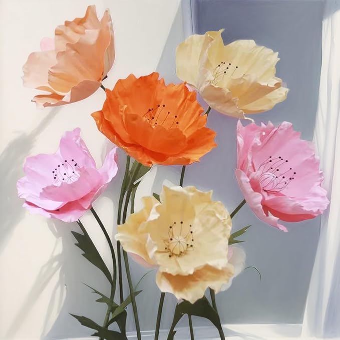 Giant Artificial Flower for Decoration, 6 Pcs/Set EVA Artificial Flower for Wedding Birthday Christmas Party Banquet Backdrop Decor Photography Props Shop Window Display