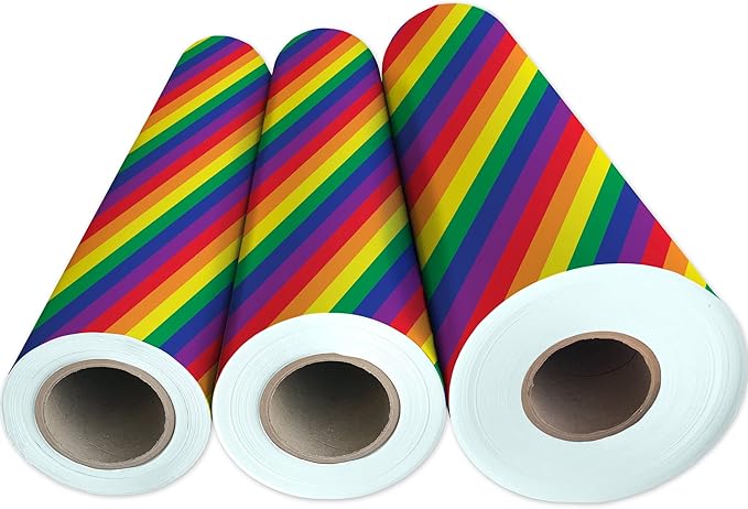 Jillson Roberts Bulk Gift Wrap, Everyday Gift Wrapping Supplies, Rainbow Stripe, Full Ream 833 feet x 24 inches