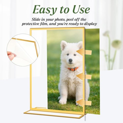 Gold Acrylic Sign Holders by [Brand Name] - 8 Pack | Double-Sided 8.5x11 Inch Table Display Frames for Weddings & Events