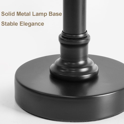 Oneach 19.5" Small Table Lamp - Stylish Black Bedside Lamp with Fabric Shade for Bedroom & Office