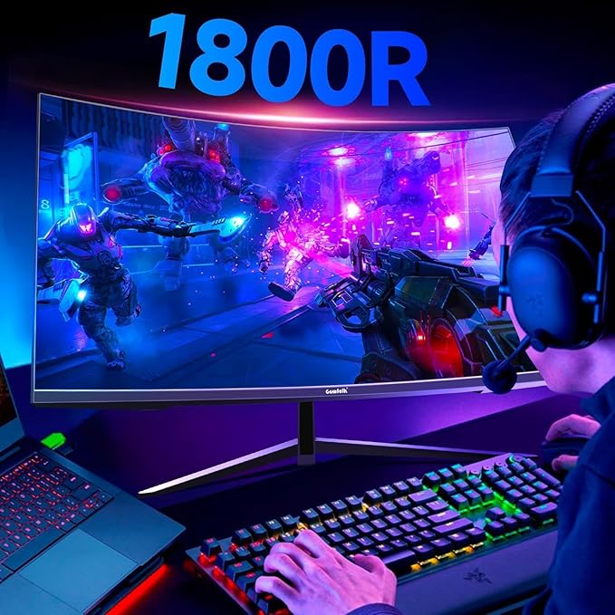 Gawfolk Curved 32 inch Gaming Monitor 240Hz PC Screen Full HD 1080P, Frameless 1800R Curved Computer Screen,FreeSync,178° Viewing Angle,Display Port、HDMI 2.0,Wall Mount Compatible 100x100MM-Black