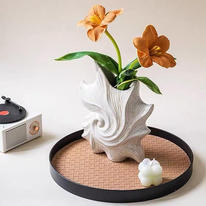 Small Ceramic Flower Vase for Home Decor - Cute Starfish Decorative Vase for Home Decor,White Ceramic Vase for Flowers,7.6 Inch Modern Vases for Ideal Shelf Decor Table Living Room Décor