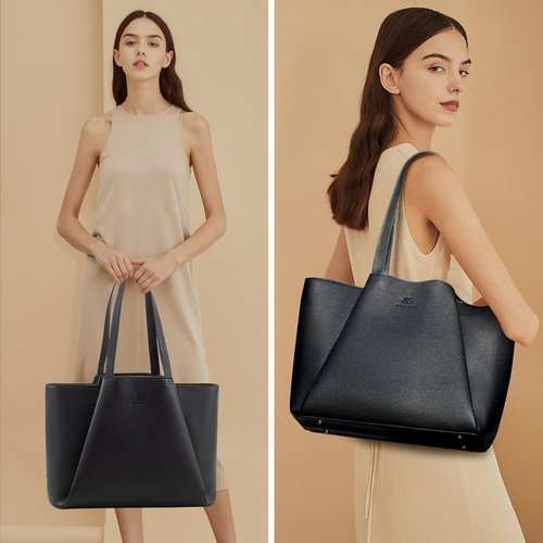 LOVEVOOK Laptop Tote - 15.6 Inch Faux Leather Bag with Clutch | Stylish Large Capacity Office Purse