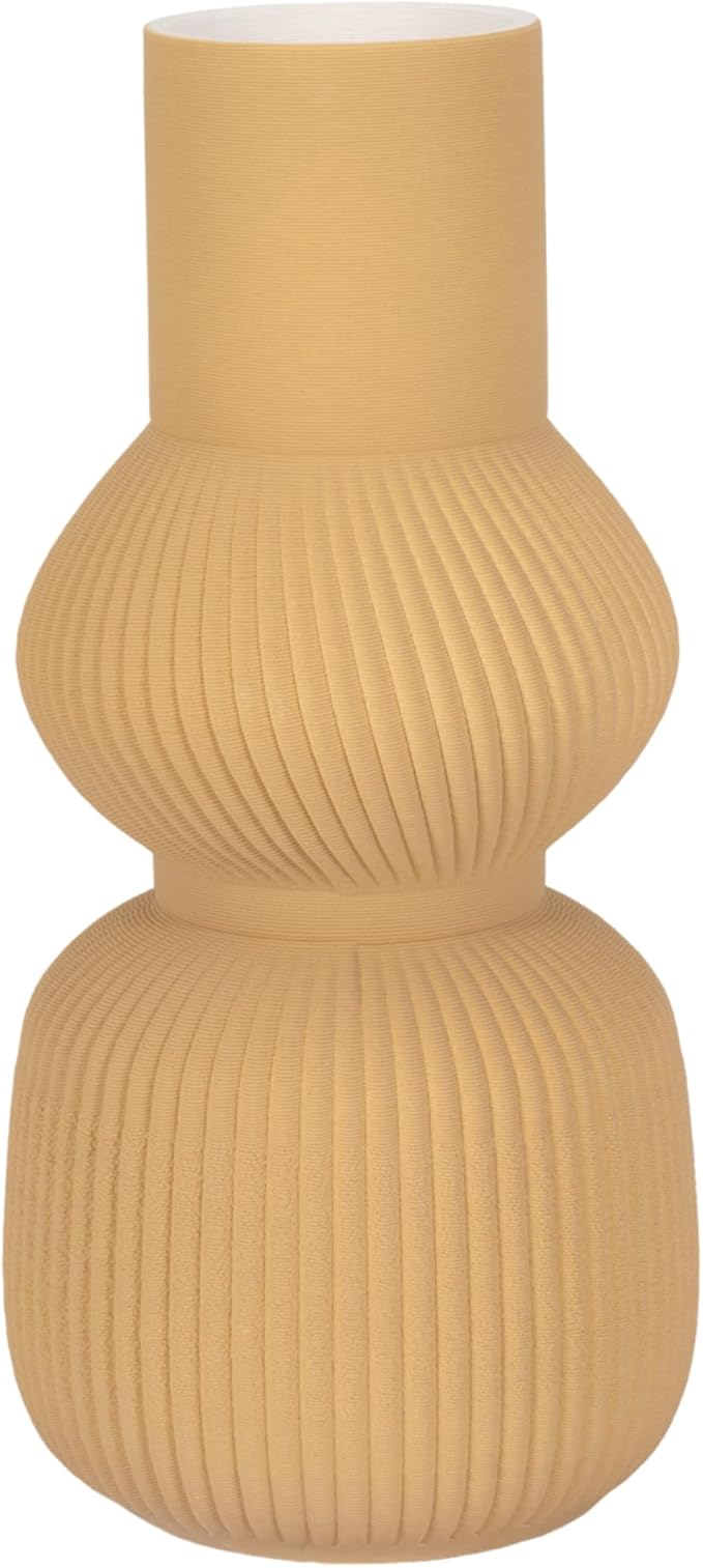 Ceramic Vase for Living Room Decor – Home Decor Accent for Bedroom, Table Accent, House, and Room Decor Display – 3D Printed Designed Flower Vase and Office Decor – 15" Brown