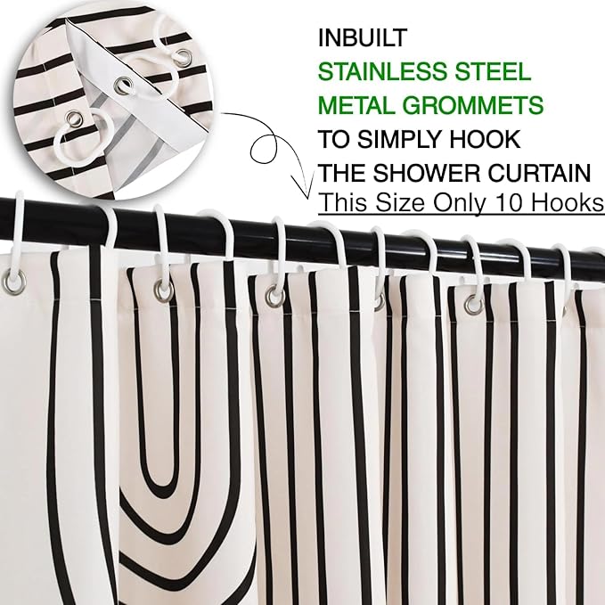 Boho Mid Century Shower Curtain, 60Wx72H Minimalist Abstract Arch Sun Modern Washable Waterproof Polyster Stall Size for Bathroom with Hooks