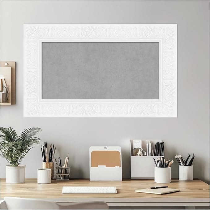 Amanti Art White Framed Magnetic Board 19x31 Small Vision Board for use with Magnets, 100% Metal Sheet to Display Items as Office Decor or for Home Organization in mudroom, Kitchen or Kids Room