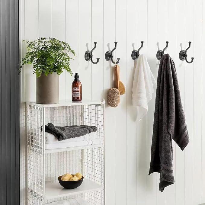 khtumeware 1 Pack 4-1/2 inch Zinc Alloy Oil Rubbed Bronze Large Coat Hooks Suitable for Tile, Wood Board, Glass Walls, Bathroom, Entrance Hall, Kitchen, Multi-Functional Venetian Robe Hooks