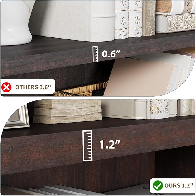 Rresyet 3 -Tier Bookcase and Book Shelf, 31” Wide Bookshelves, Wooden Bookcase Display Storage for Home Office, Living Room and Study Room (Cherry)