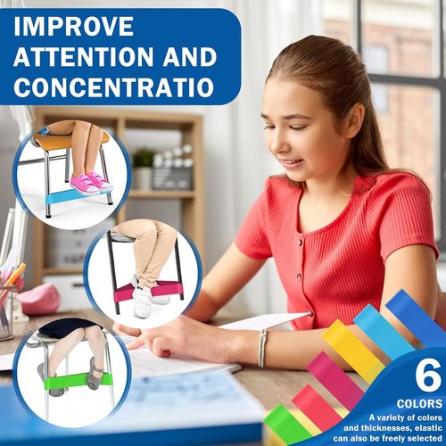 Skiennix 6 Pack Chair Bands for Kids - Fidget Relief Tools for ADHD & Autism | Enhance Focus at Home & School