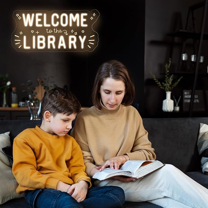 Welcome to the library neon sign, Classroom Door Hanger, teacher Christmas Gift, Bedroom neon sign, Classroom Decor, Reading Corner Decoration, Teacher Office Decor, Opening Season Theme Party Props