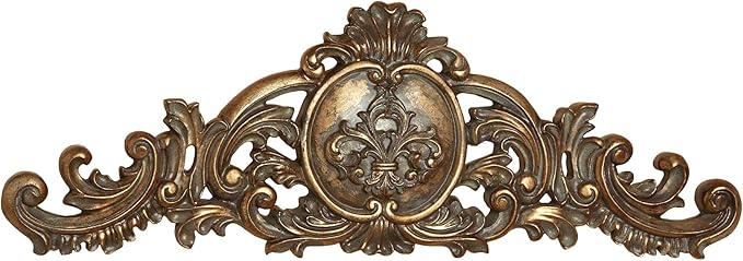 Touch of Class Kingsley Fleur Victorian Style Wall Topper Aged Gold | Vintage Decor for Above Bedroom Door