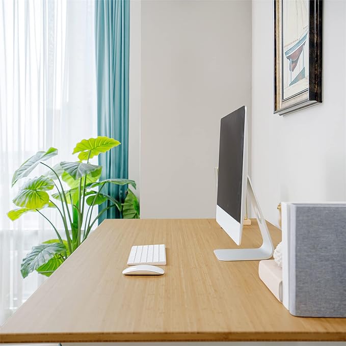 FLEXISPOT E6 Pro Oval Leg Dual Motor 3 Stages Bamboo Electric Standing Desk 78x30 Inch Whole-Piece Board Height Adjustable Electric Sit Stand Up Desk (White Frame + Bamboo Desktop)