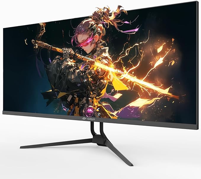 CRUA 34'' Gaming Monitor 165Hz/144Hz, UWQHD 3440x1440P IPS Ultrawide Screen Computer Monitors with Built-in Speakers, Supports FreeSync, 120% sRGB, PIP/PBP, HDMI2.0 & DP1.4, Wall Mount&Tilt Adjustable