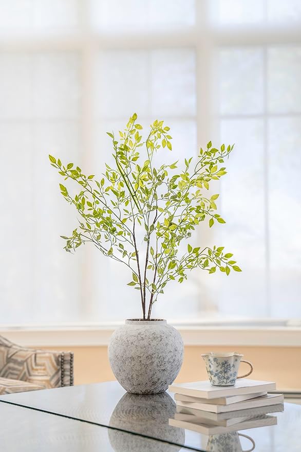 CozyWel Rustic White Ceramic Vase Flower Vase with Hand-Glazed, Big Textured Round Vase for Centerpieces, Kitchen, Living Room, Bedroom Decor Gifts