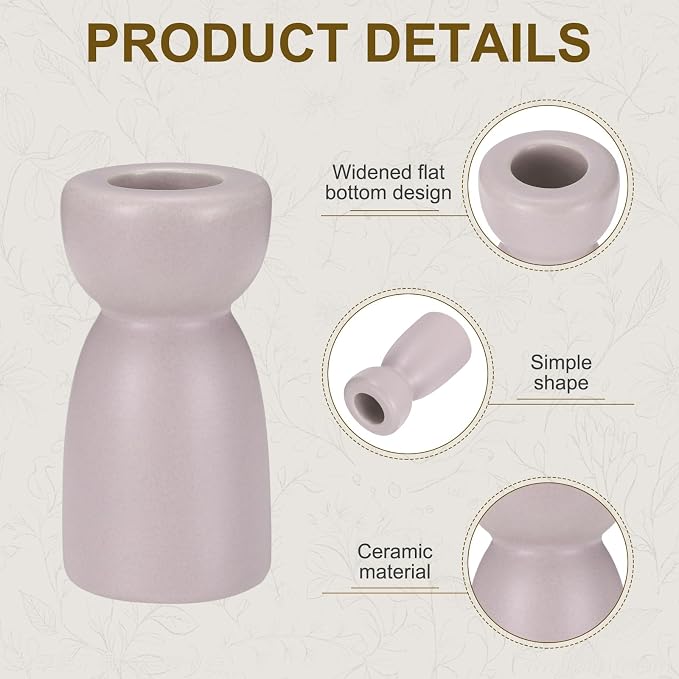 uxcell 2 Pack Candlestick Holder Light Purple Ceramic Taper Candle Holder Candle Stand Holders Modern Style Decoration for Centerpiece Tabletops Anniversary