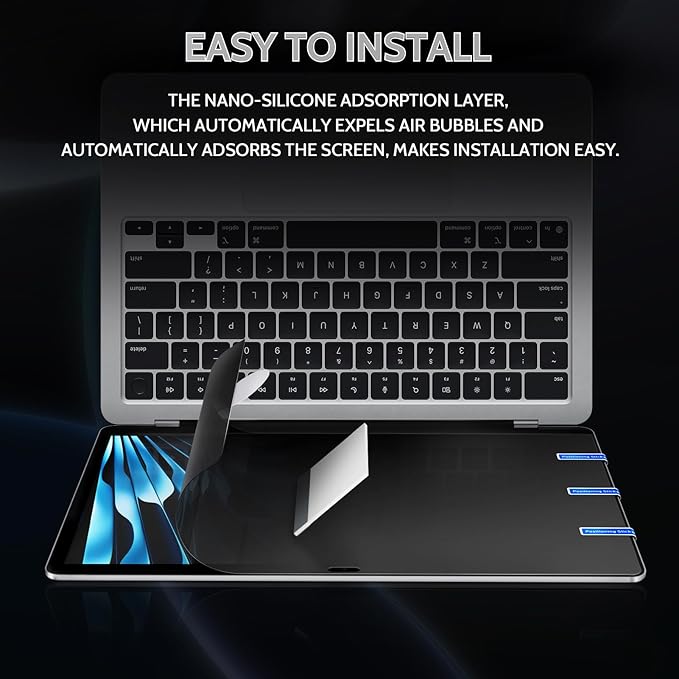 Peslv 360° 4 Way Privacy Screen for Macbook Air 13 (2018-2021, M1) & Macbook Pro 13 (2016-2022, M1, M2), Anti Glare Blue Light Spy Filter Private Cover, Black Security Protector for Mac Laptop
