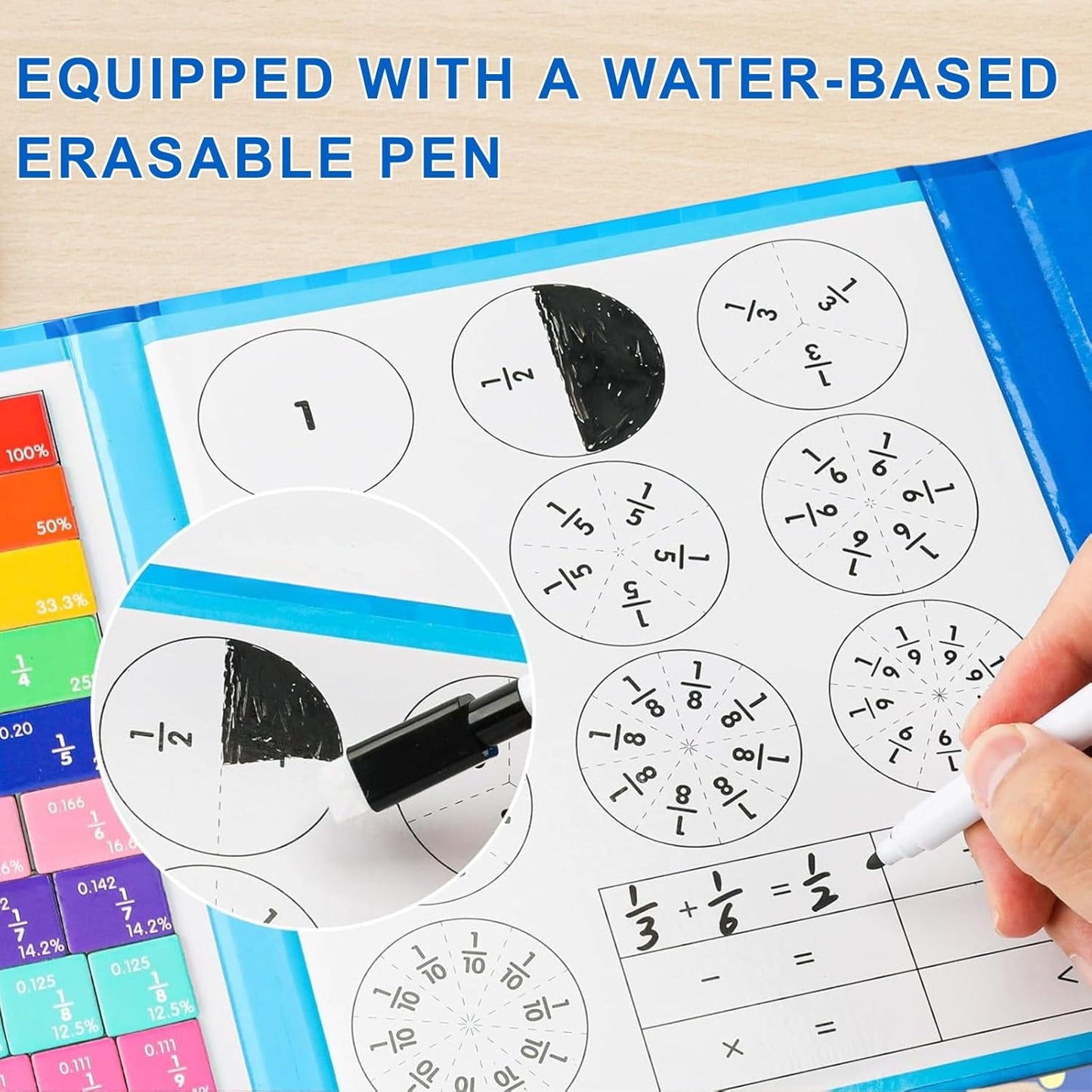 Skiennix Magnetic Fraction Demonstration Book - Engaging Tiles & Circles for Learning