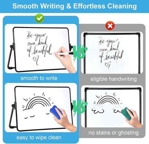 Marte Vanci Small Whiteboard - 12" x 8" Double-Sided Magnetic Dry Erase Board with Stand for Home & Office