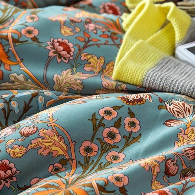 VM VOUGEMARKET Sage Green Comforter Set Queen,Medallion Paisley Flower Bedding Set Vibrant Bohemian Pattern Quit Comforter with 2 Pillowcases