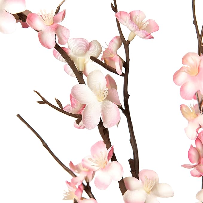 4Pcs Cherry Blossom Branches Artificial Flowers for Spring Summer Indoor Decoration,Faux Long Stem Artificial Flowers for Wedding Home Office Bedroom Party Table Centerpieces Decor (Pink)