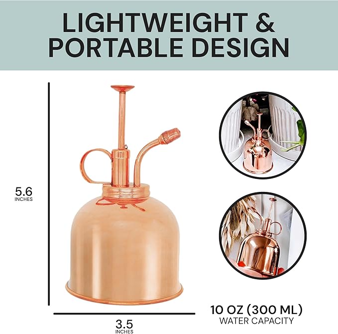 Watering Can Indoor Plants - Copper Plant Mister - Stylish and Rust Resistant Watering Cans for Healthy Hydration - Prevents Overwatering