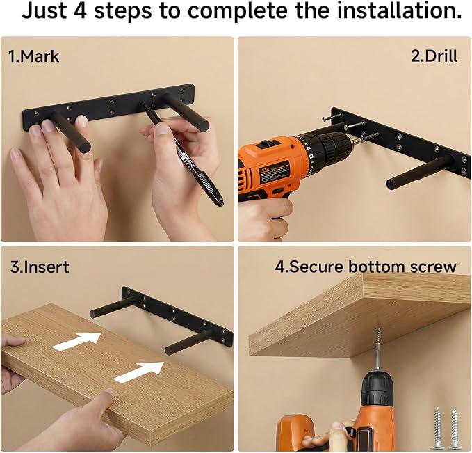 31.5in Floating Shelves for Wall, Wall Mounted Shelves for Decor Storage Set of 2, Floating Shelf for Bedroom, Bathroom, Living Room and Kitchen（Beech）