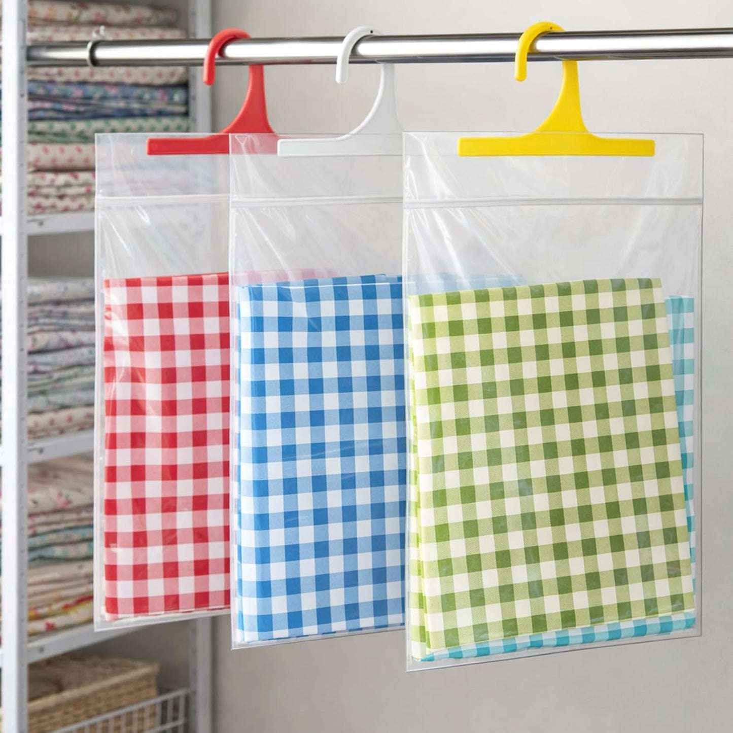 Skiennix Waterproof Hanging Storage Bags - 30 Pack Colorful Clear Plastic Organizers for Classroom & Library