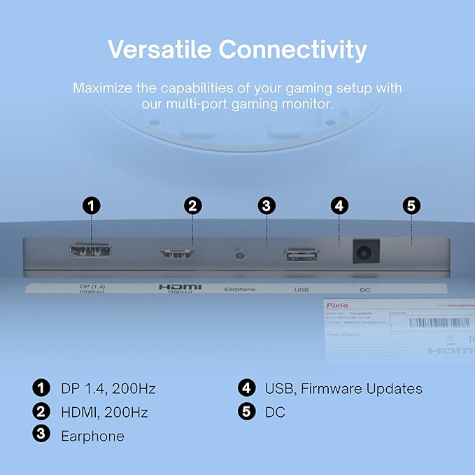 Pixio PX248 Wave Blue 24 inch 200Hz Refresh Rate FHD 1080p Resolution Fast IPS Panel 1ms GTG Response Time Built-in Speakers Gaming Monitor with Adaptive Sync