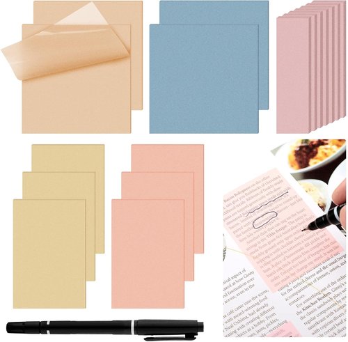 Jetec Bible Sticky Notes - 900 Pcs Transparent Pastel Colors for Study & Annotation | Clear Office Supplies