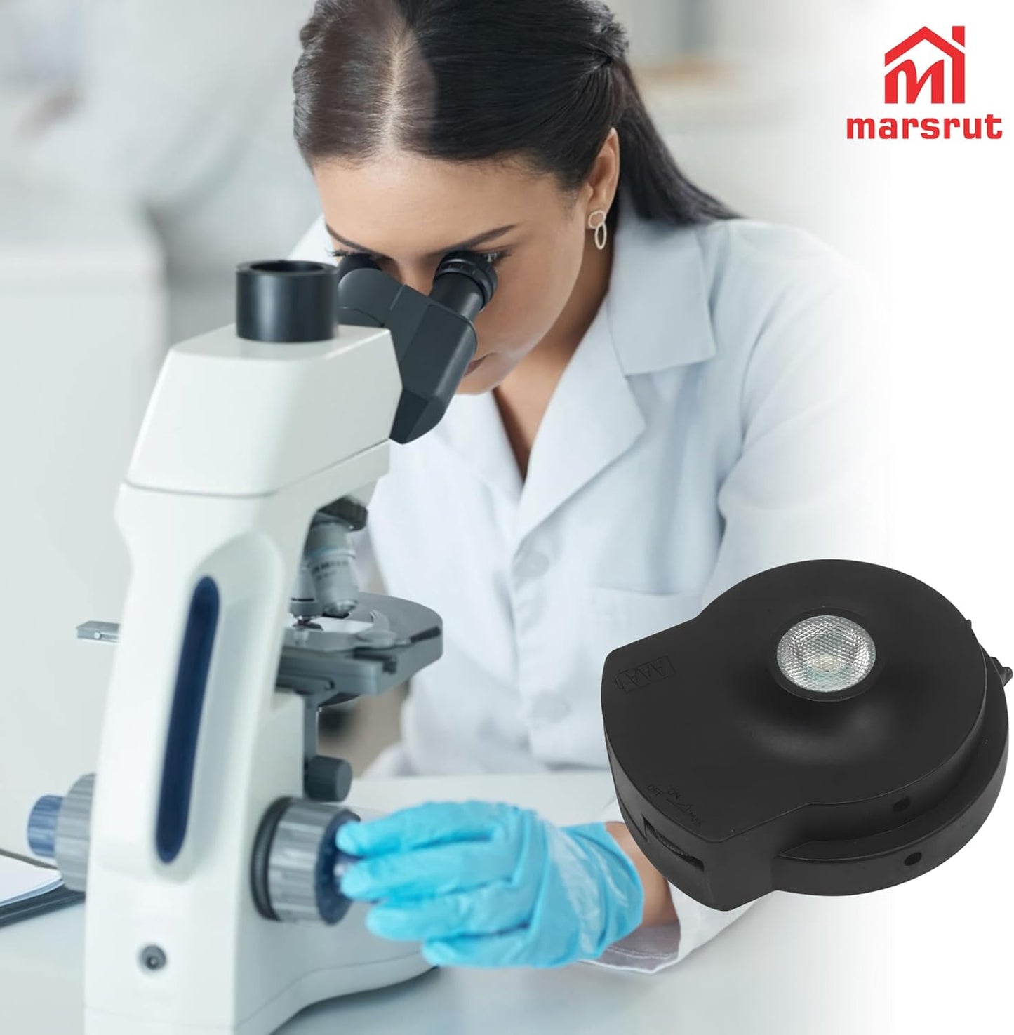 XSP Microscope Bottom Light Source Kit - Adjustable LED Lighting Adapters for Enhanced Brightness (Black)